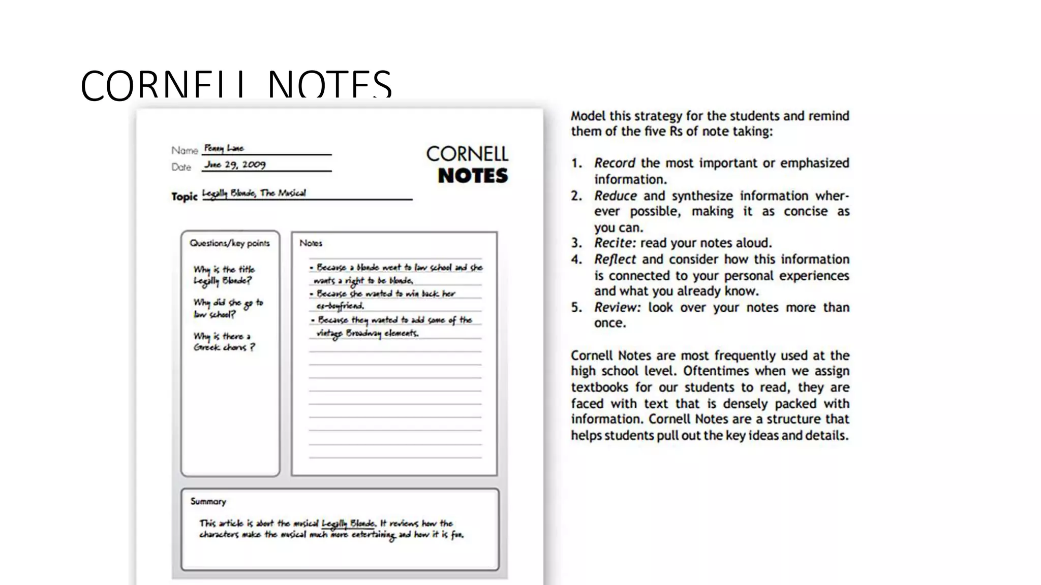 CORNELL NOTES
 