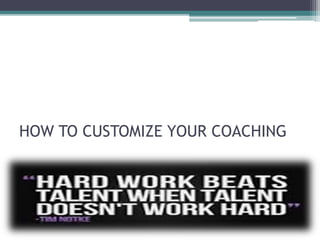 HOW TO CUSTOMIZE YOUR COACHING
 