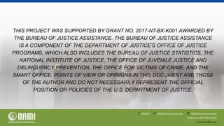 THIS PROJECT WAS SUPPORTED BY GRANT NO. 2017-NT-BX-K001 AWARDED BY
THE BUREAU OF JUSTICE ASSISTANCE. THE BUREAU OF JUSTICE ASSISTANCE
IS A COMPONENT OF THE DEPARTMENT OF JUSTICE’S OFFICE OF JUSTICE
PROGRAMS, WHICH ALSO INCLUDES THE BUREAU OF JUSTICE STATISTICS, THE
NATIONAL INSTITUTE OF JUSTICE, THE OFFICE OF JUVENILE JUSTICE AND
DELINQUENCY PREVENTION, THE OFFICE FOR VICTIMS OF CRIME, AND THE
SMART OFFICE. POINTS OF VIEW OR OPINIONS IN THIS DOCUMENT ARE THOSE
OF THE AUTHOR AND DO NOT NECESSARILY REPRESENT THE OFFICIAL
POSITION OR POLICIES OF THE U.S. DEPARTMENT OF JUSTICE.
 