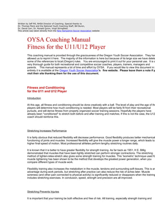 Written by Jeff Pill, NHSA Director of Coaching. Special thanks to 
Dr. Thomas Fleck and the National Youth Coaching Staff...