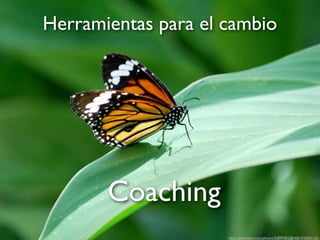 Herramientas para el cambio
Coaching
http://www.ﬂickr.com/photos/50899382@N06/4782831251
 