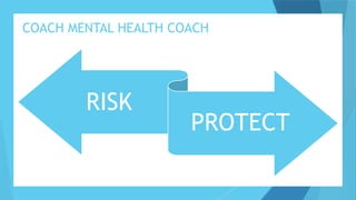 COACH MENTAL HEALTH COACH
RISK
PROTECT
 