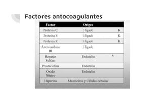 Factores antocoagulantes
 
