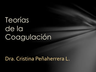 Teorías
de la
Coagulación
Dra. Cristina Peñaherrera L.
 