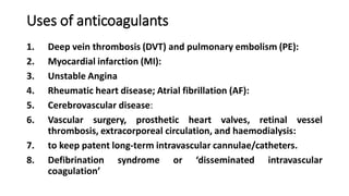 Coagulats and anticoagulants pharmacology | PDF