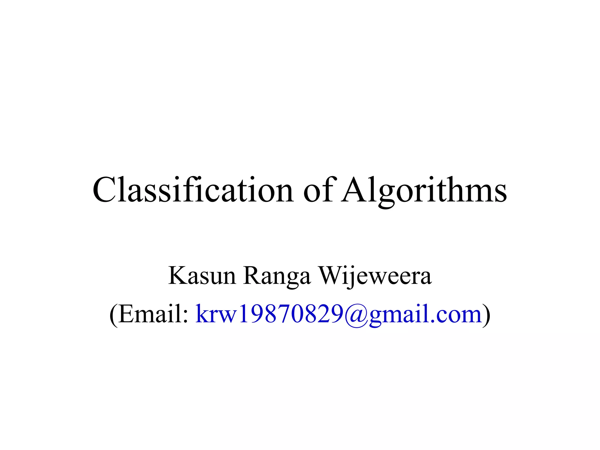 Classification of Algorithms | PPT