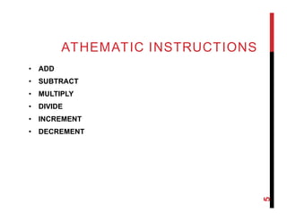 ATHEMATIC INSTRUCTIONS
• ADD
• SUBTRACT
• MULTIPLY
• DIVIDE
• INCREMENT
• DECREMENT
5
 
