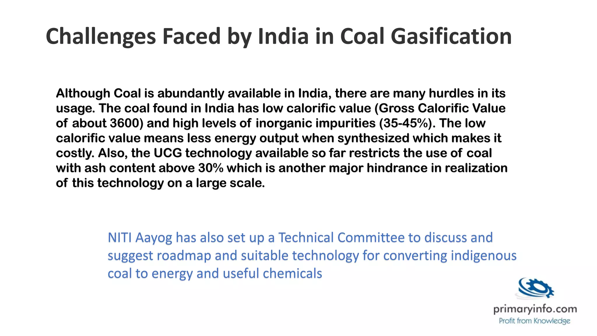 Coal gasification