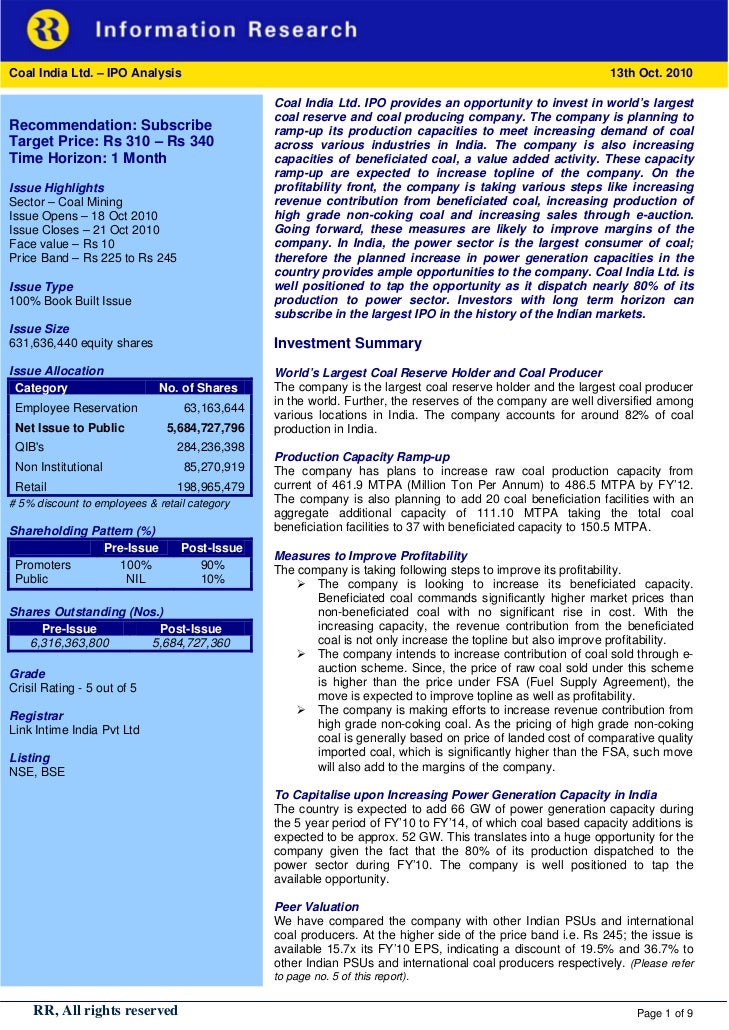Coal india limited ipo
