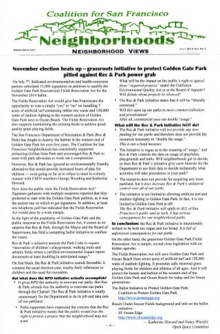 Coalition for sf neighborhoods   golden gate park -- ballot 