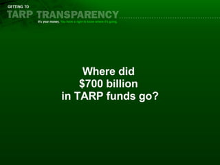 Where did  $700 billion  in TARP funds go? 