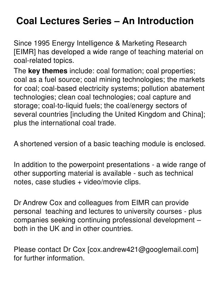 Coal Lectures Series Mining Technology Presentation