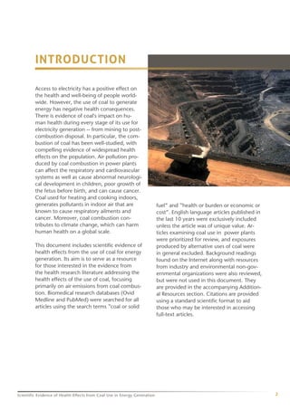 Scientific Evidence of Health Effects from Coal Use in Energy ...
