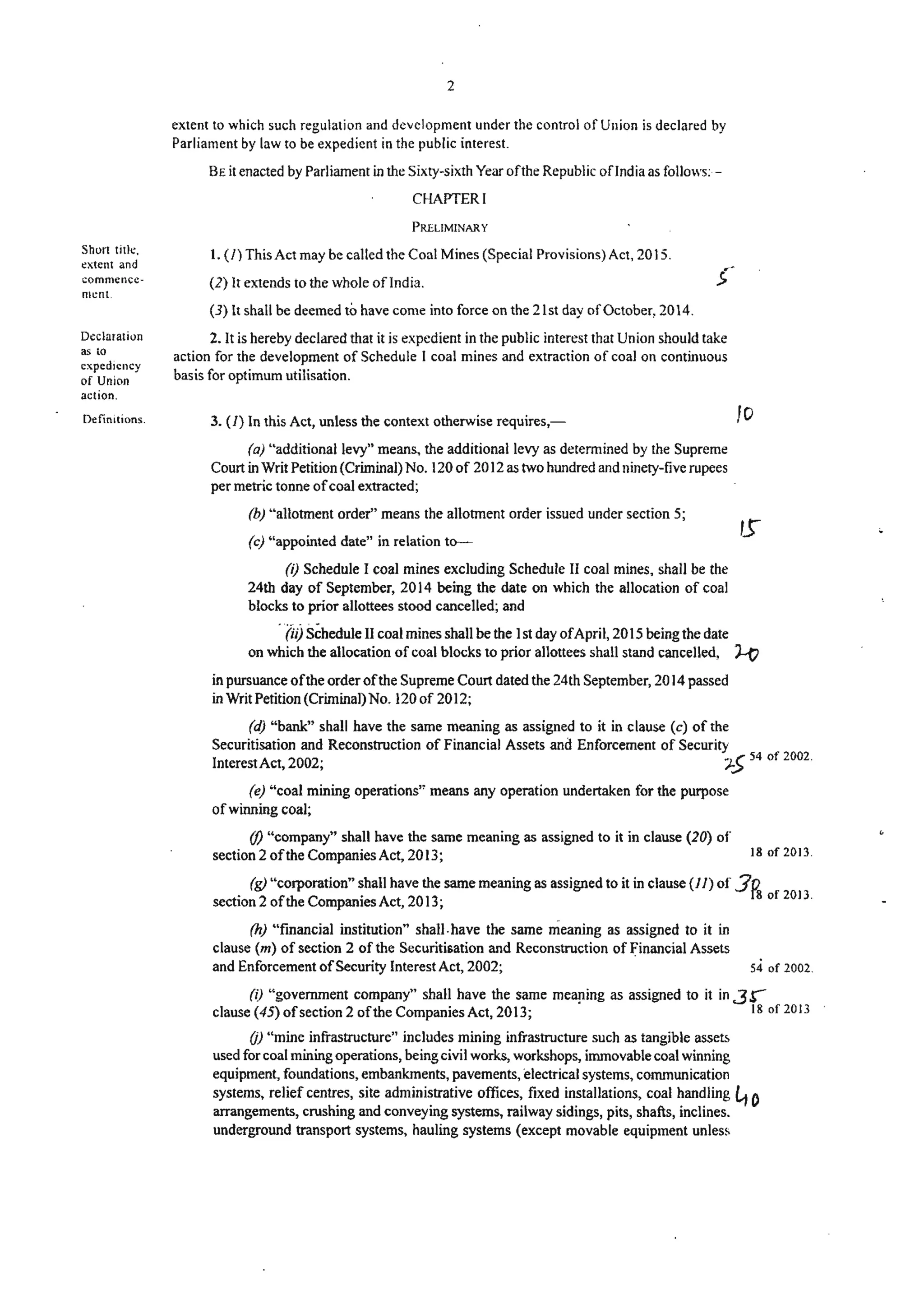 Coal mines bill, 2015, India