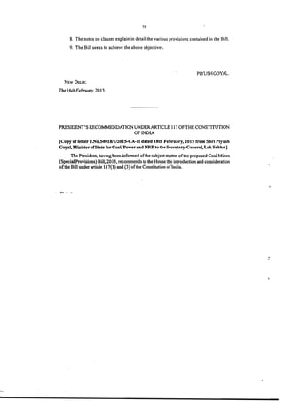 Coal mines bill, 2015, India