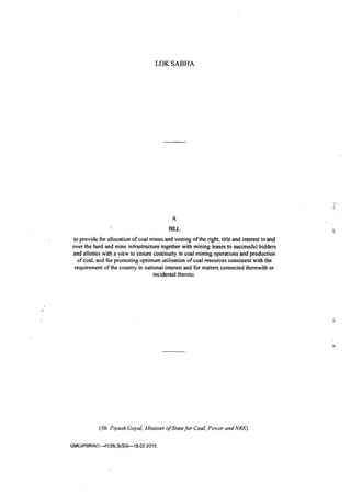 Coal mines bill, 2015, India