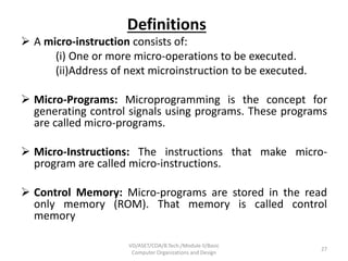 understanding microcode and microinstruction formats |... Coa module ii Basic Computer Organizations and Design | PPTX