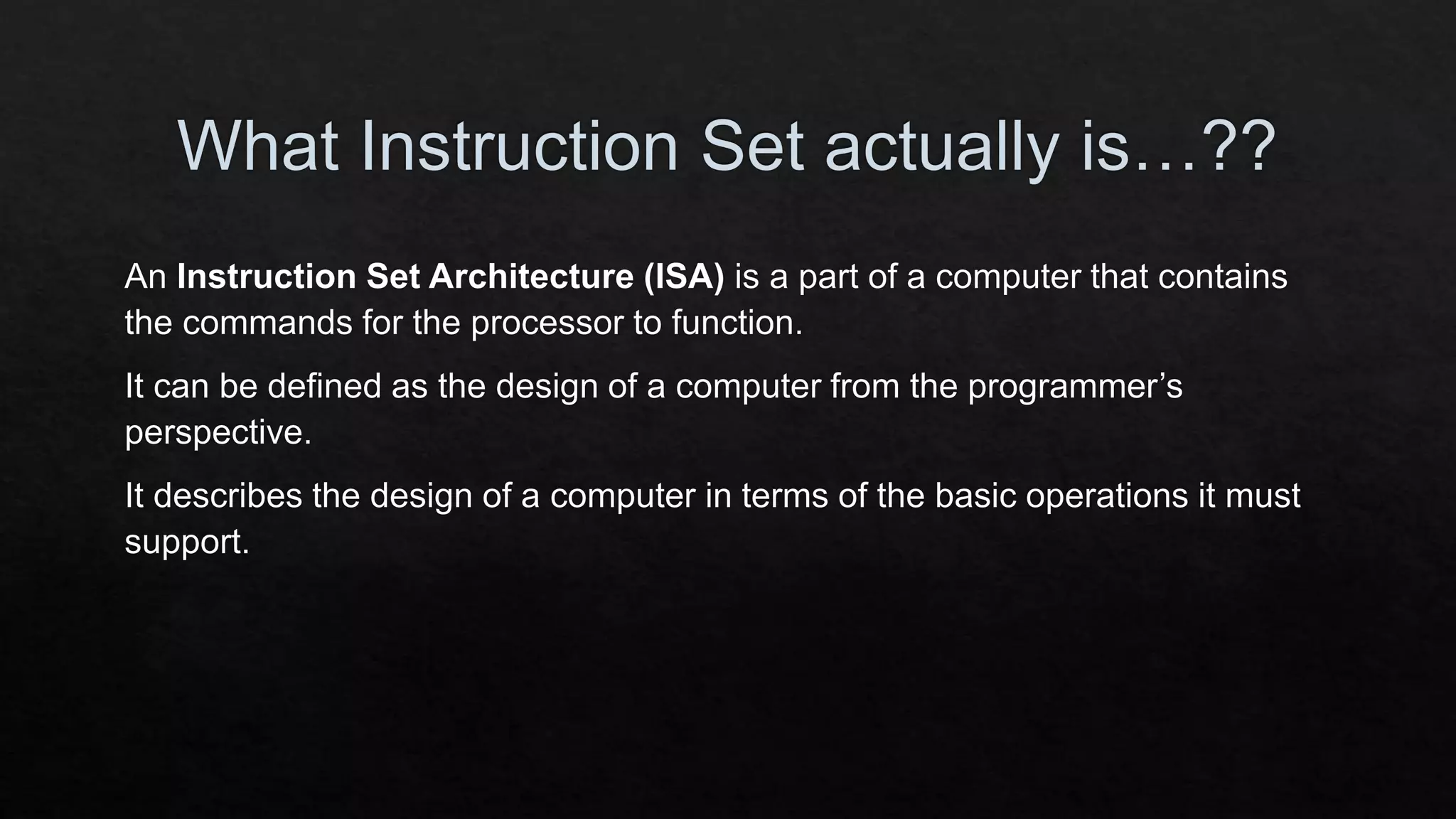 Instruction Set : Computer Architecture | PPTX