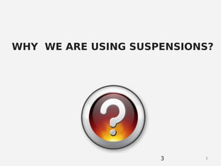 33
WHY WE ARE USING SUSPENSIONS?
 
