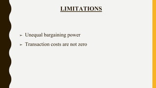 LIMITATIONS
➢ Unequal bargaining power
➢ Transaction costs are not zero
 