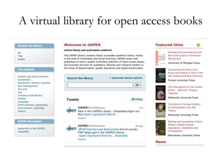 A virtual library for open access books
 