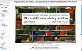 Wikis as platforms for scholarly publishing (COASP 2010)