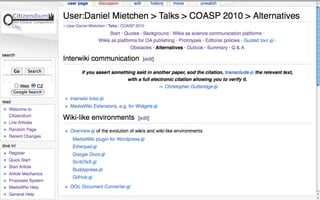 Wikis as platforms for scholarly publishing (COASP 2010)