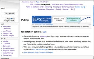 Wikis as platforms for scholarly publishing (COASP 2010)
