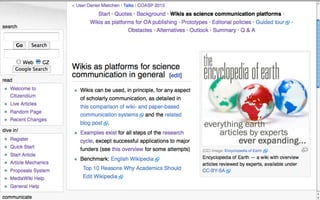 Wikis as platforms for scholarly publishing (COASP 2010)