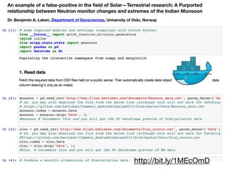 http://bit.ly/1MEcOmD
An example of a false-positive in the ﬁeld of Solar—Terrestrial research: A Purported
relationship between Neutron monitor changes and extremes of the Indian Monsoon
Dr. Benjamin A. Laken, Department of Geosciences, University of Oslo, Norway
 