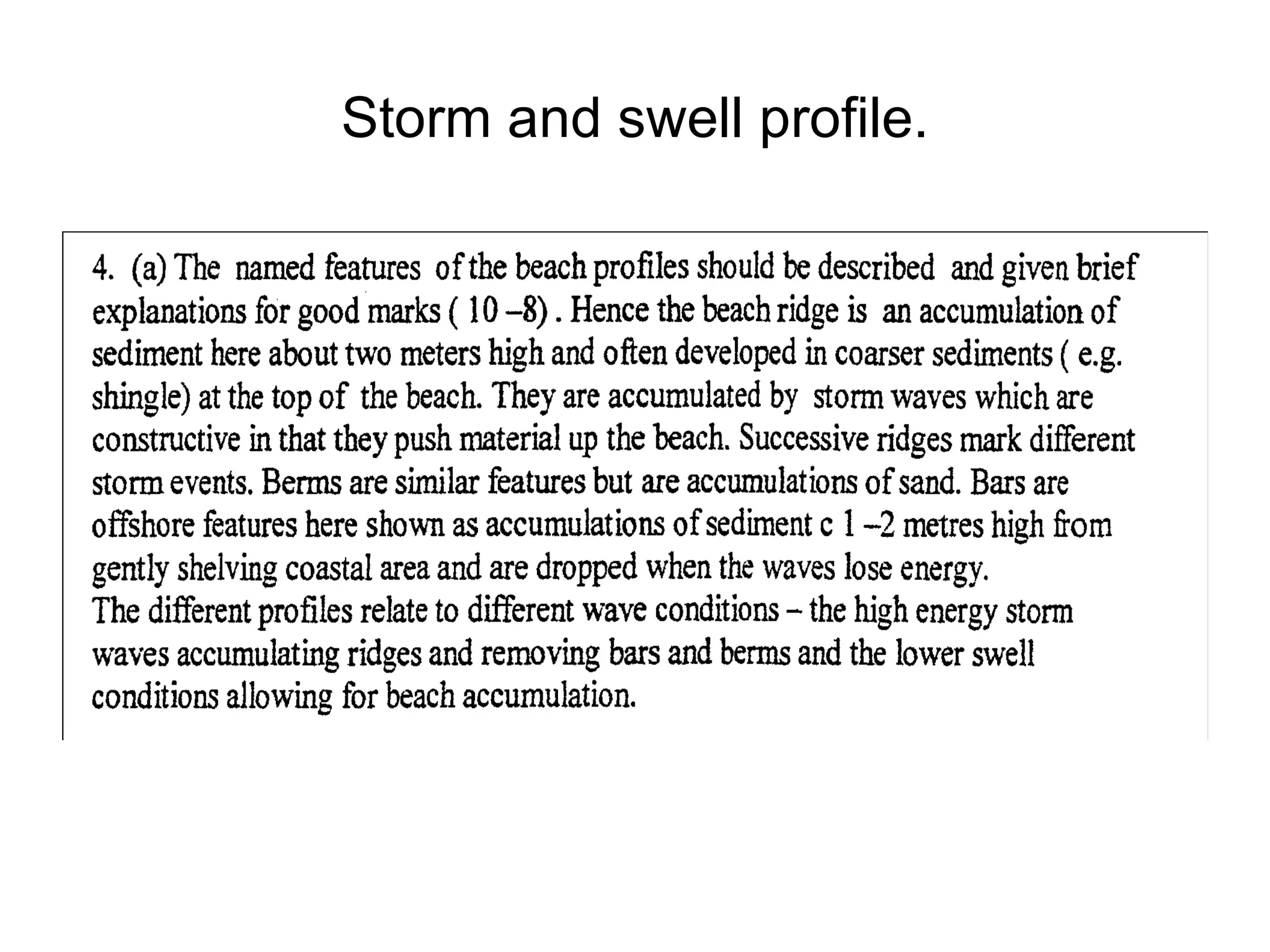 Storm and swell profile. 