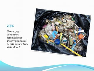 2006
Over 10,175
volunteers
removed over
272,157 pounds of
debris in New York
state alone!
 