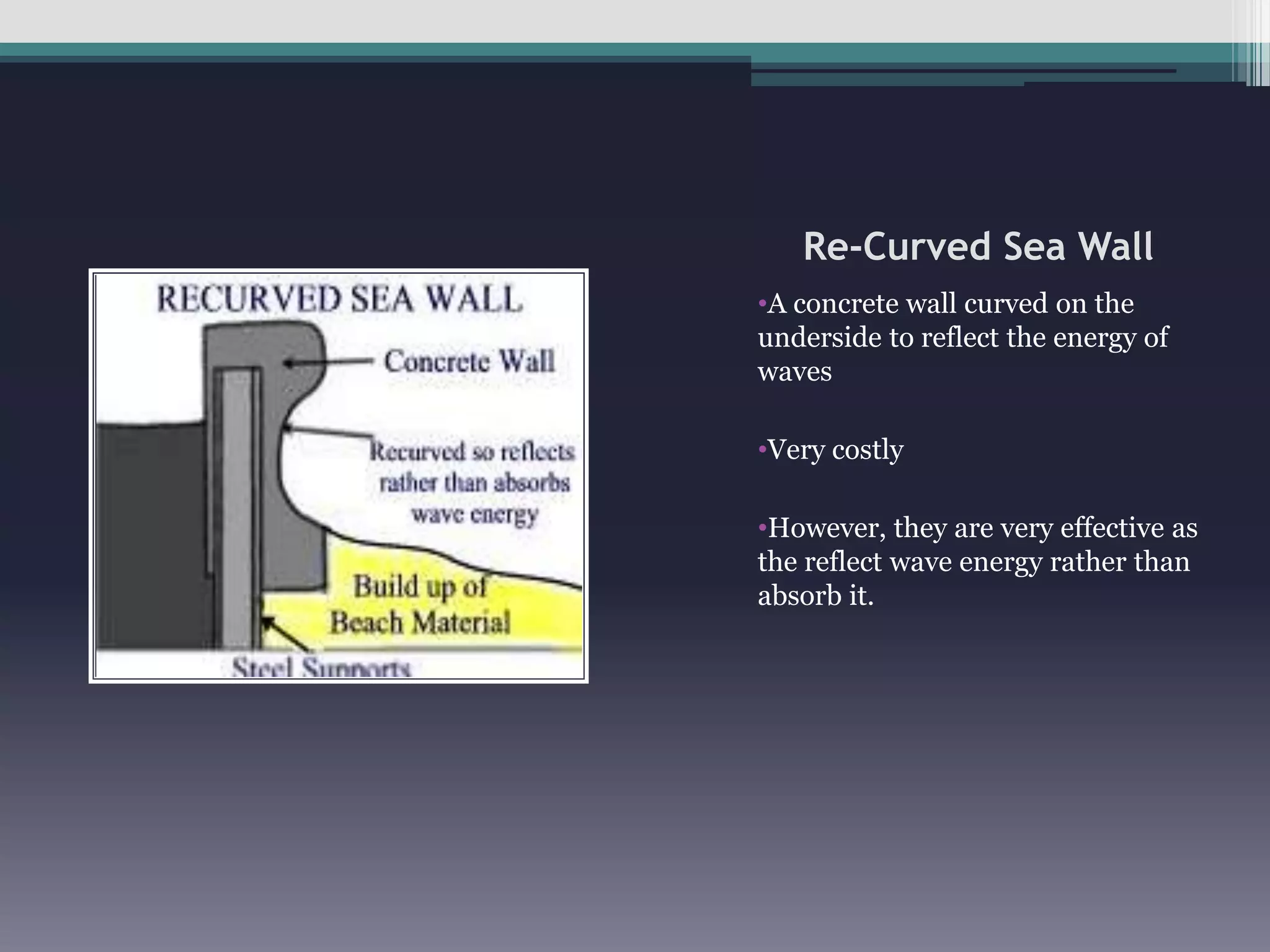 They are built into cliff faces to protect the cliff from the force of the waves