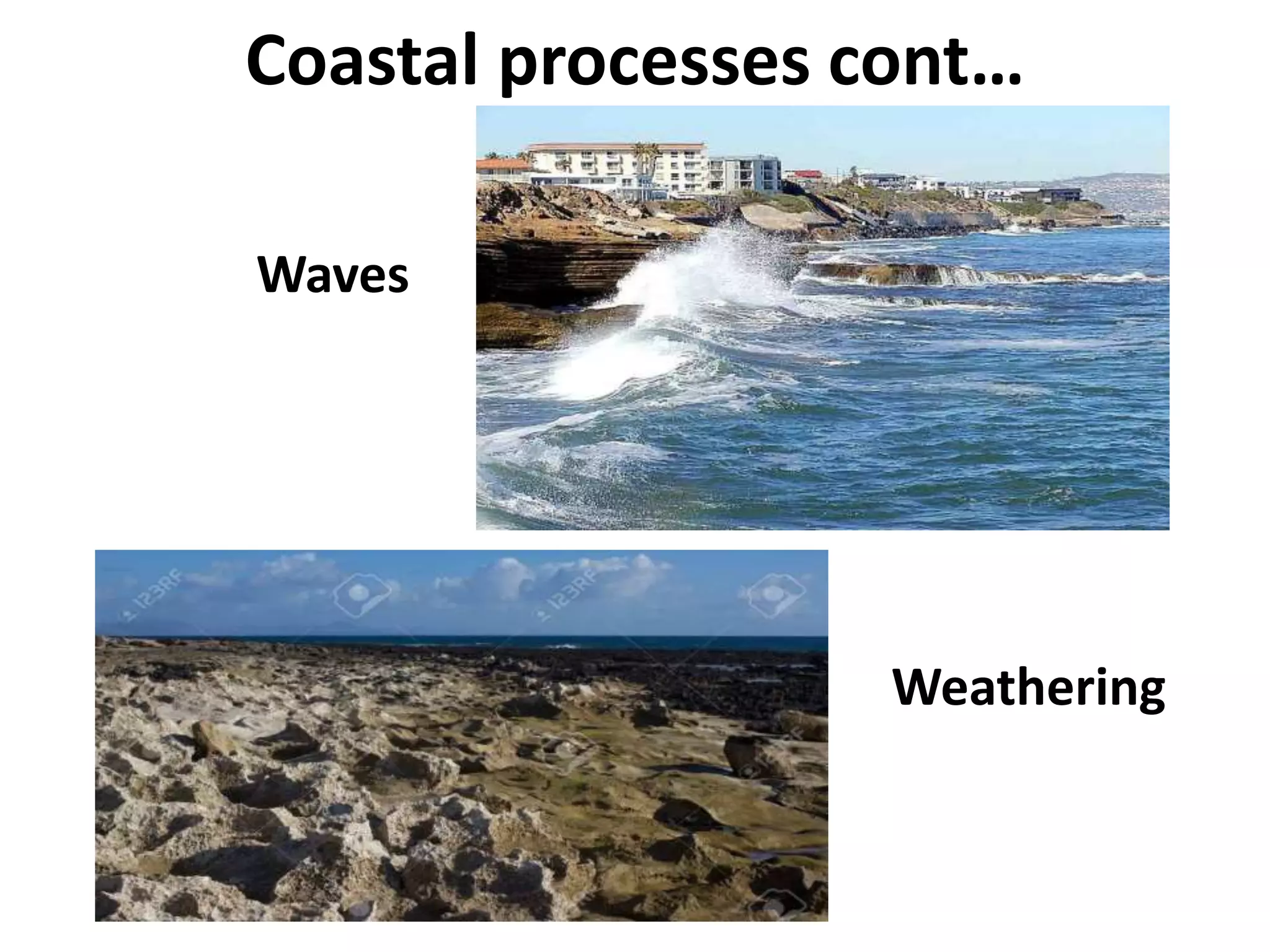 Coastal processes cont…
Waves
Weathering
 