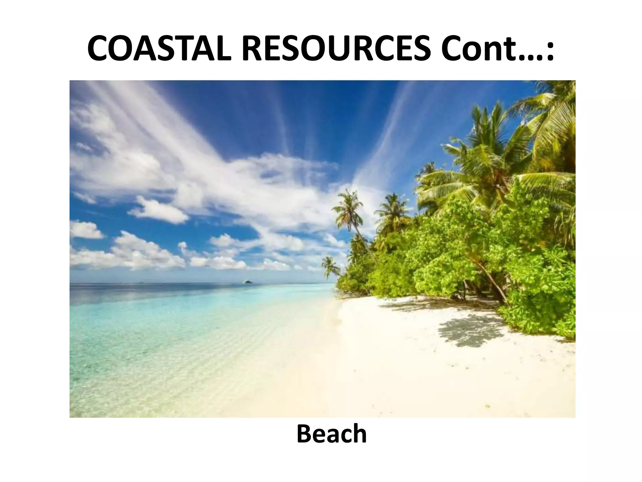 COASTAL RESOURCES Cont…:
Beach
 