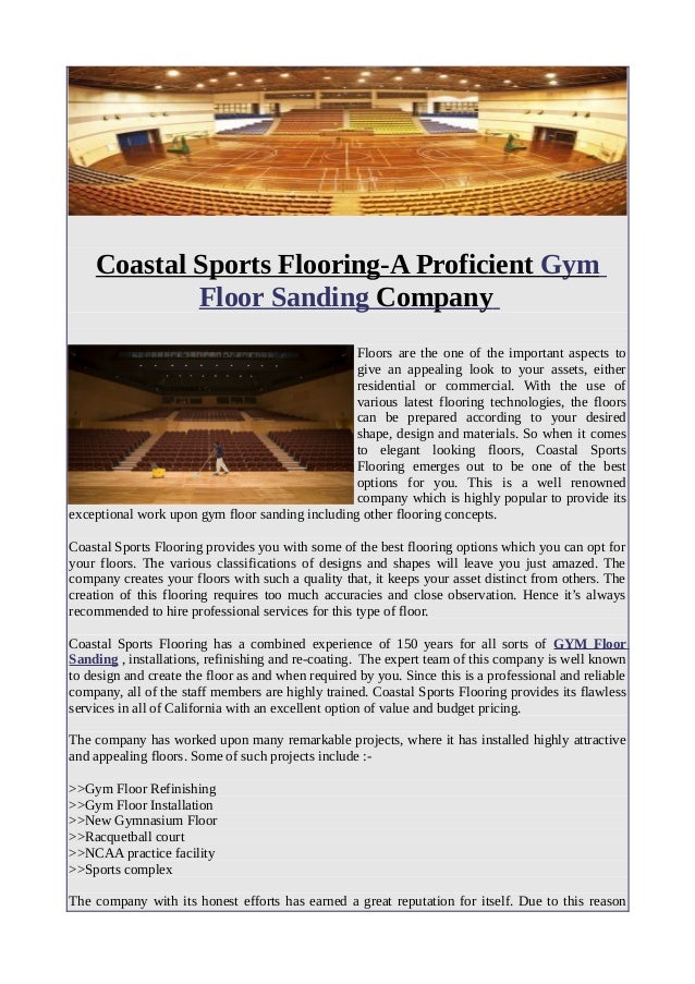 Coastal Sports Flooring A Proficient Gym Floor Sanding Company