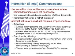 Usmc Email Example Coast Guard Correspondence | PPT