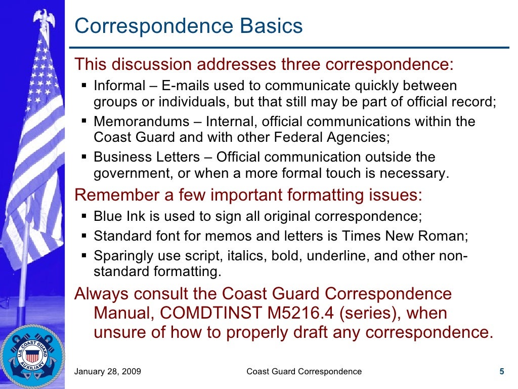 Coast Guard Correspondence Manual