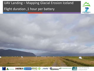 UAV Landing – Mapping Glacial Erosion Iceland
Flight duration ,1 hour per battery

Kick-off Meeting
8-9/jan/2014

 