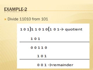 EXAMPLE-2
 Divide 11010 from 101
 