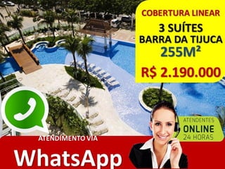 Cobertura linear, Saint Martin, 3 suites, 255m2, Península, Barra da Tijuca (21) 9.8791-3010
