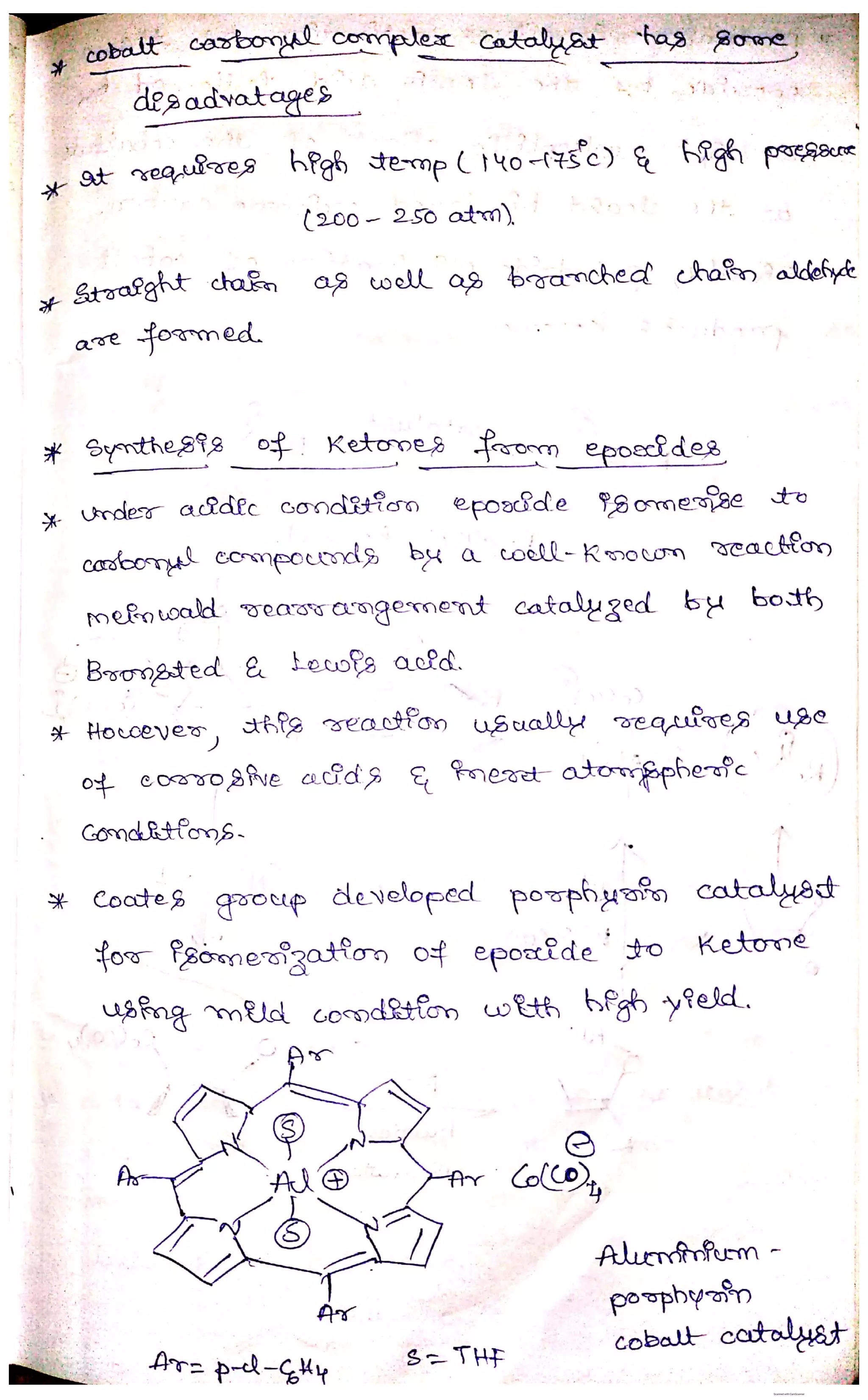 Cobalt complex use in insertion of CO