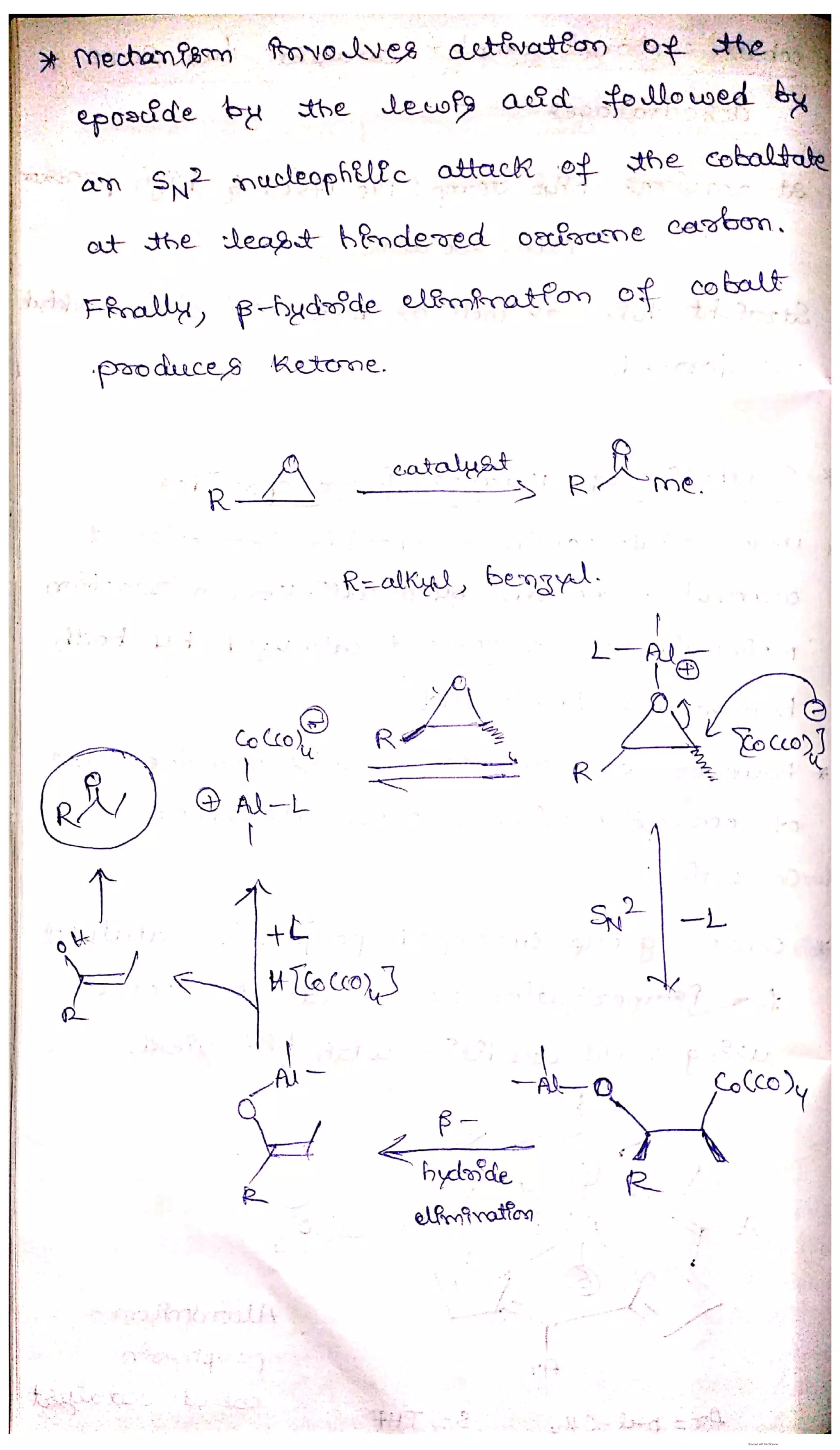Cobalt complex use in insertion of CO