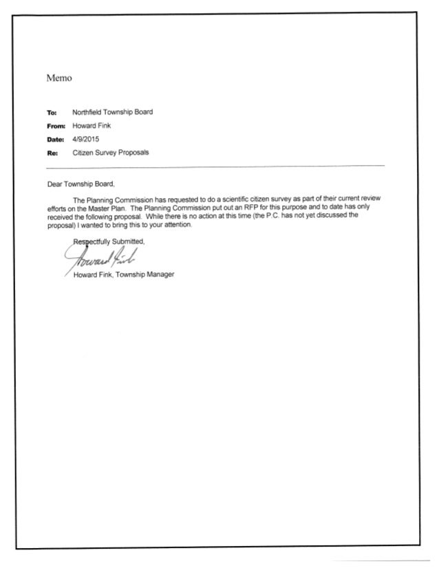 2015 Township Survey Proposal 1 From Cobalt Community Research