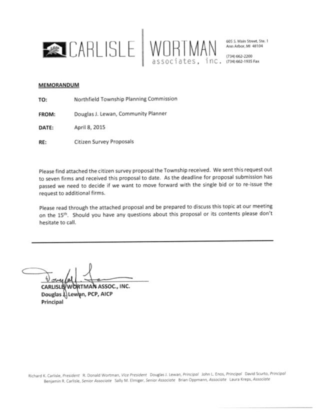2015 Township Survey Proposal 1 From Cobalt Community Research