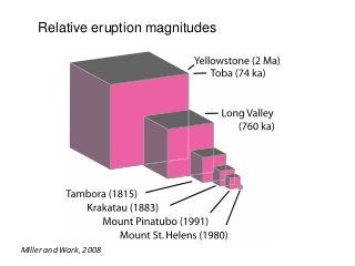 Miller and Wark, 2008
Relative eruption magnitudes
 
