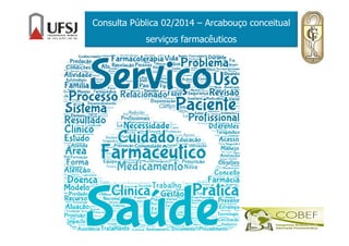 Consulta Pública 02/2014 – Arcabouço conceitual
serviços farmacêuticos
 