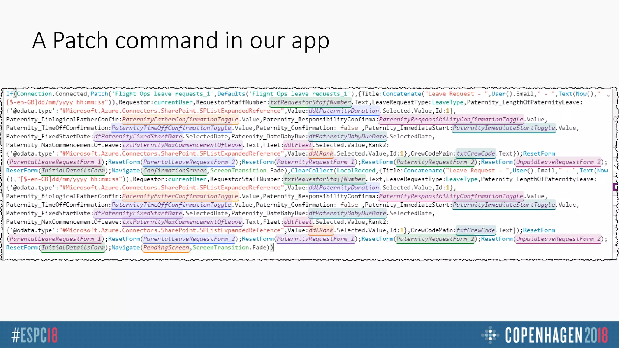 A Patch command in our app
 