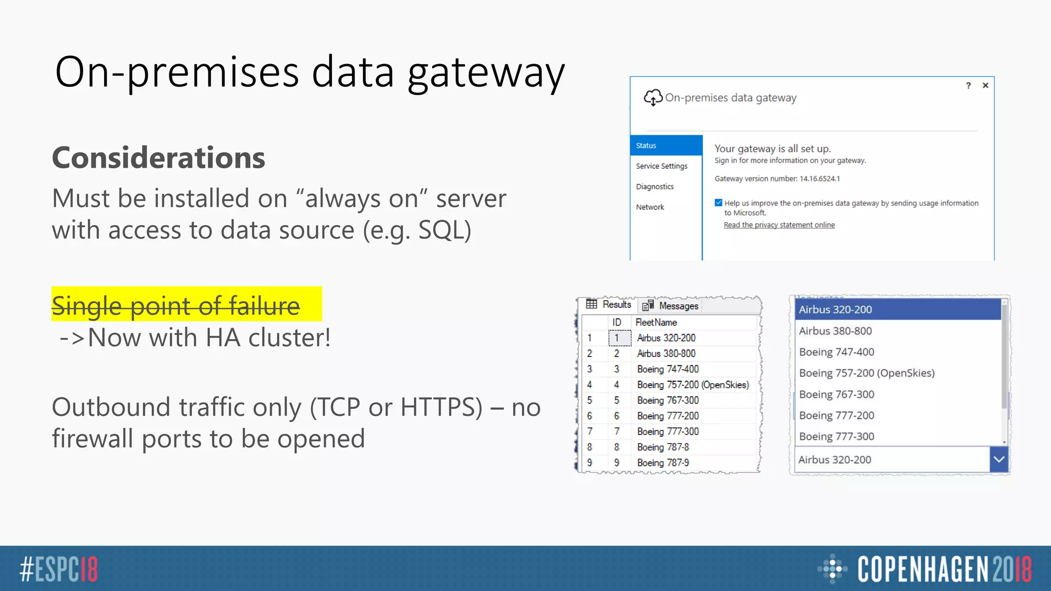 On-premises data gateway
Considerations
 