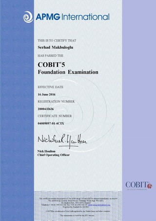 COBIT5 Foundation Certificate - APMG